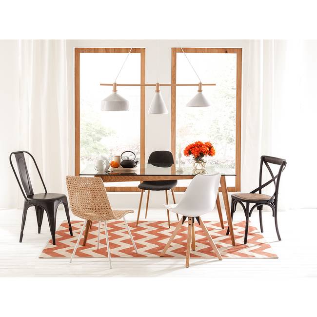 Esszimmerstuhl 49 x 85 x 55cm Weiß/Weiß Braun 2er Set