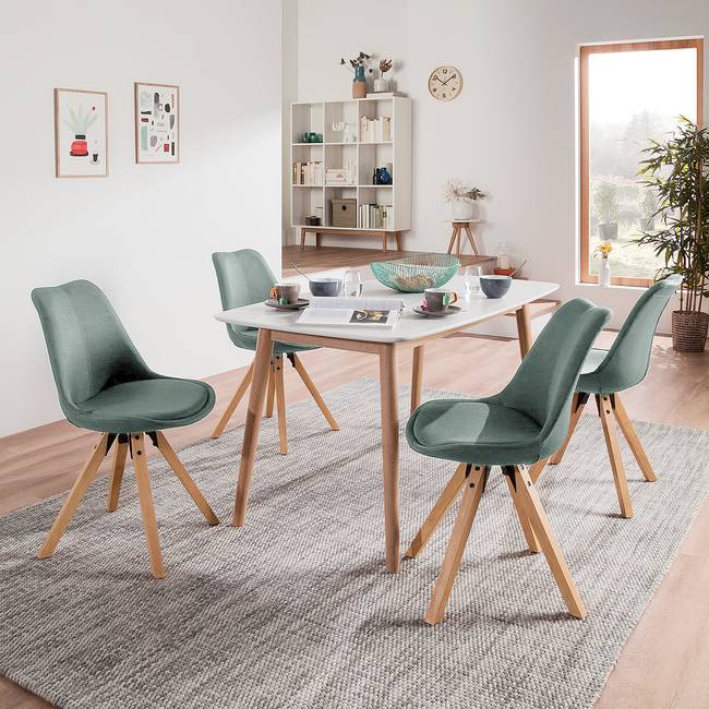 Polsterstuhl 49 x 85 x 55cm Webstoff Cors: Mintgrau Grün/Mintgrau Braun 2er Set