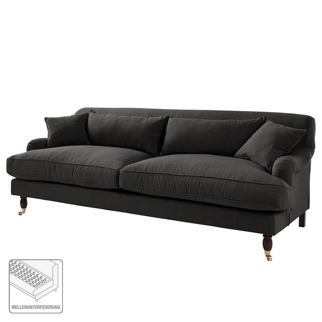 Sofa Stenum 3-Sitzer Webstoff Schwarz/Anthrazit Webstoff 237 x 91 x 112cm Landhaus