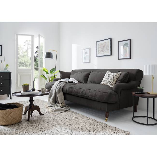 Sofa Stenum 3-Sitzer Webstoff Schwarz/Anthrazit Webstoff 237 x 91 x 112cm Landhaus