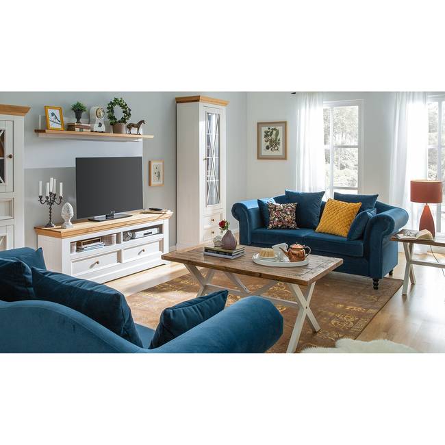 2-Sitzer Sofa Blau/Petrol Stoff Chepi 185 x 84 x 79cm Glamour