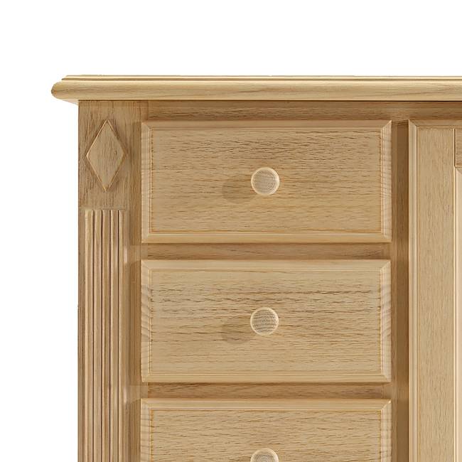 Vitrinenschrank I 95 x 131 x 47cm Beige Pinie massiv - mit Beleuchtung