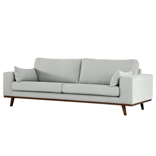 3-Sitzer Sofa Grau/Grau Baumwollstoff Vele 237 x 81 x 88cm Buche Dunkel Retro