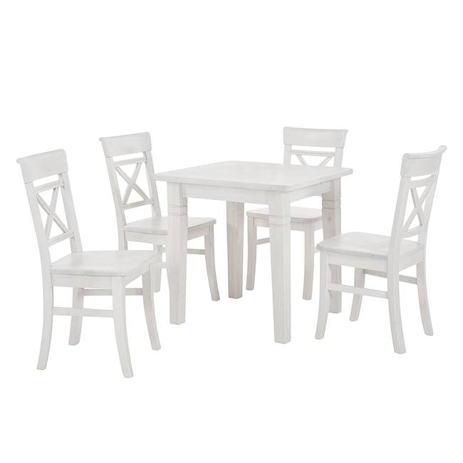 Esstisch I 78 x 78 x 78cm mit 2 Ansteckplatten Weiß/Weiß