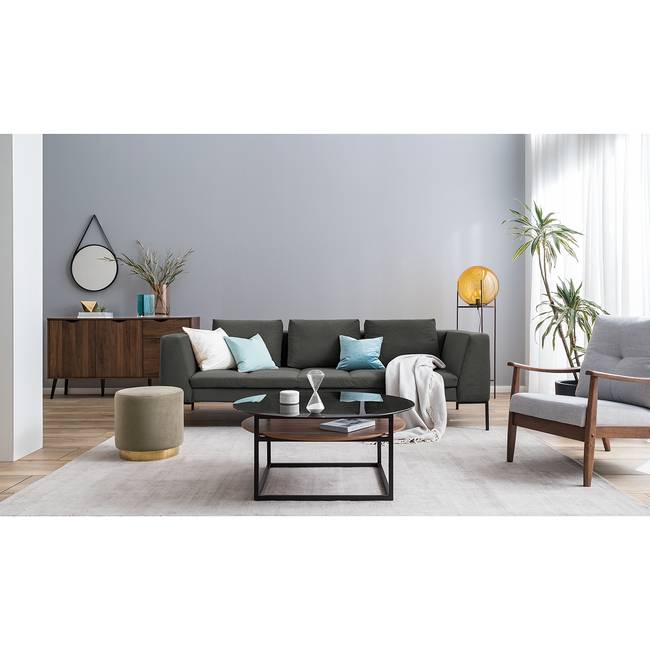 3-Sitzer Sofa Grün/Grau/Rauchgrün Samt Shyla 238 x 81 x 105cm Modern