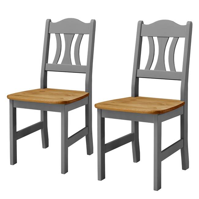Esszimmerstuhl 2er-Set 44 x 92 x 45cm Braun/Grau/Kiefer