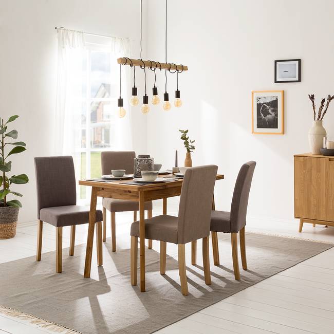 Esstisch DiuWOOD mit Ansteckplatten 110 x 77 x 65cm Braun/Eiche