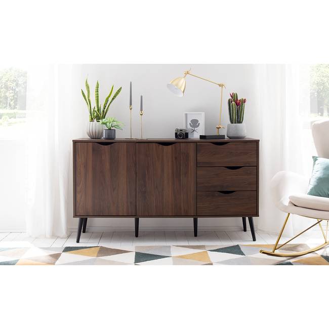 Sideboard 147 x 82 x 39cm Braun/Walnuss Dekor