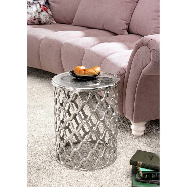 Beistelltisch Karlin Aluminium, lackiert Ø 36cm Silber