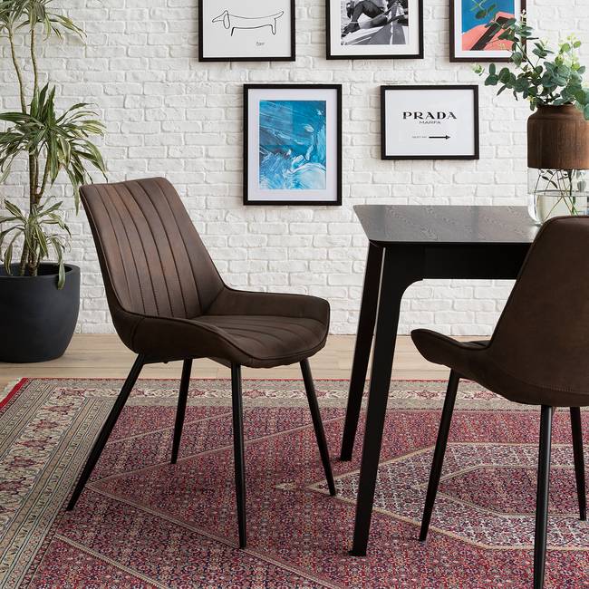 Polsterstuhl Midge 54 x 86 x 62cm Braun/Braun 2er Set