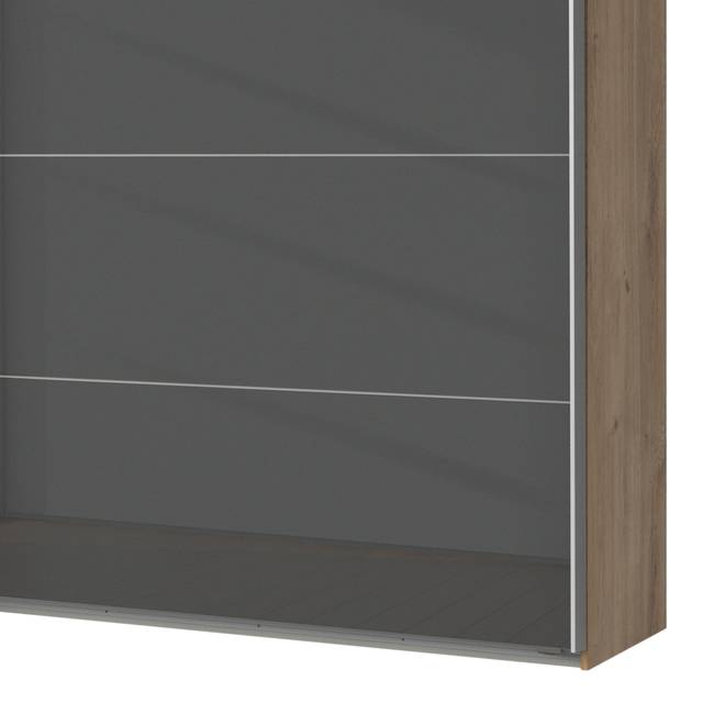 Schwebetürenschrank I 225 x 236cm Holz/Plankeneiche Dekor/Glas Grau
