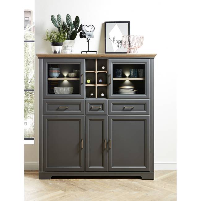 Highboard II 143 x 150 x 42cm Grau/Graphit