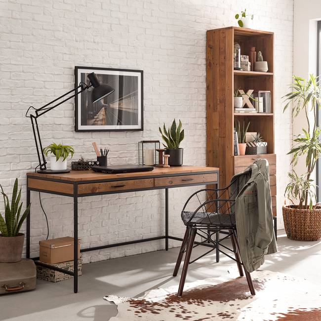 Schreibtisch 140 x 76 x 60cm Braun/Pinie Dunkel