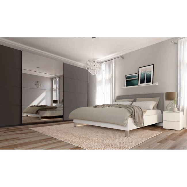Schwebetürenschrank pure reflect+ 405 x 222cm Beige/Graphit 3 Türen