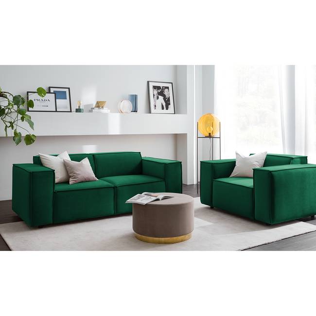 2-Sitzer Sofa Grün/Dunkelgrün Samt Shyla 189 x 70 x 96cm Keine Funktion Glamour