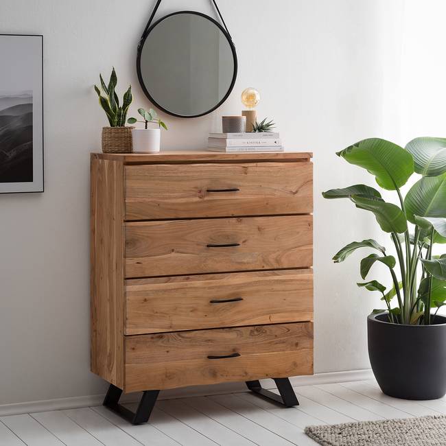 Kommode 90 x 113 x 43cm Braun/Akazie