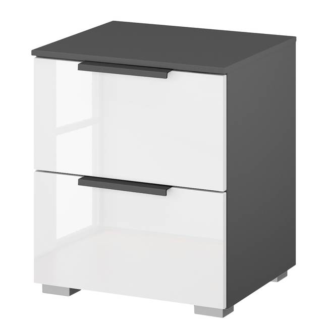 Nachtkommode x2 40cm Grau/Hochglanz Weiß/Graphit Korpusfarbe