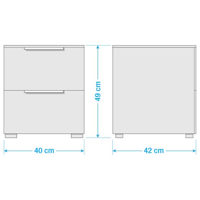 Nachtkommode x2 40cm Grau/Hochglanz Weiß/Graphit Korpusfarbe