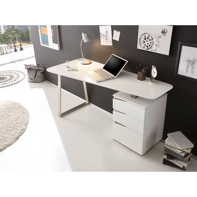 Schreibtisch Tarva 150 x 76 x 67cm Weiß/Matt Weiß