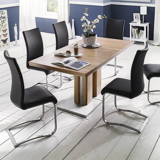 Freischwinger Marco 43 x 103 x 52cm 2er Set Kunstleder Putri: Schwarz Schwarz/Schwarz/Edelstahl