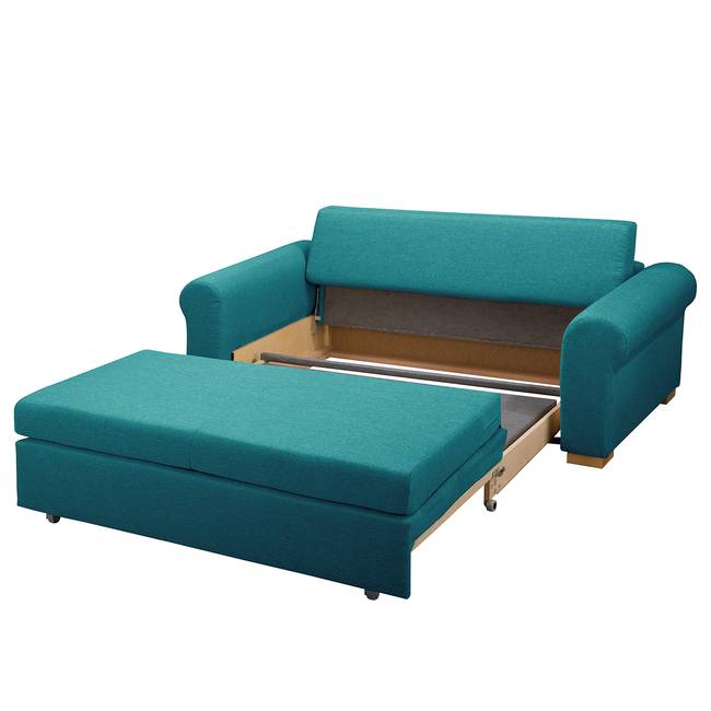 Schlafsofa Country Deluxe Blau/Türkis Webstoff Luba 205cm mit Schlaffunktion Modern