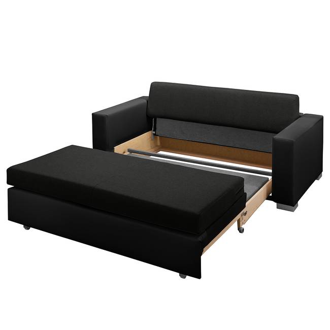 Schlafsofa Basic Schwarz/Schwarz Kunstleder Koda / Stoff Doran 173cm mit Schlaffunktion Modern
