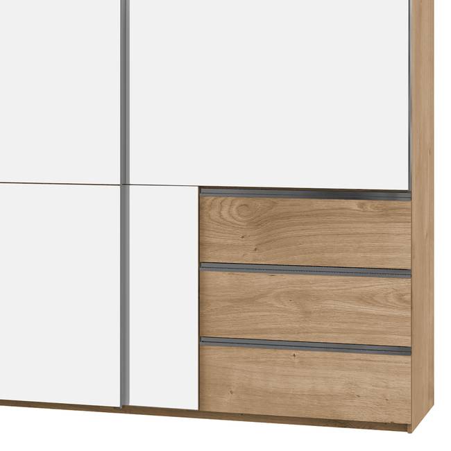 Schwebetürenschrank Level 36 D IV 300 x 236cm Weiß/Hochglanz Weiß/Eiche Dekor