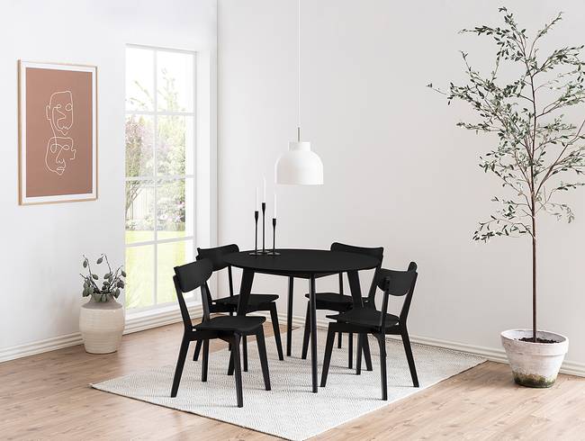Esszimmerstuhl 2er-Set 45 x 80 x 55cm Schwarz/Schwarz