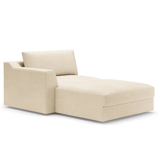 Recamiere Beige/Creme Webstoff Palila 139 x 90 x 199cm Armlehne davorstehend links Modern