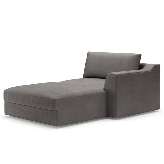 Recamiere Grau/Grau Webstoff Palila 139 x 90 x 199cm Armlehne davorstehend rechts Modern