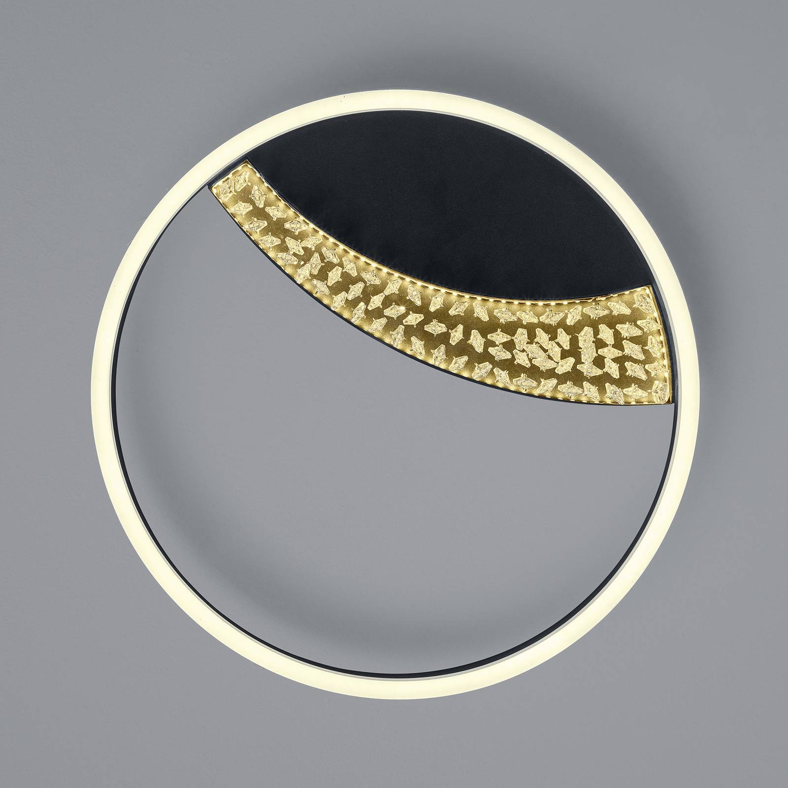 LED-Deckenleuchte Dana mit Kristall-Dekor, schwarz