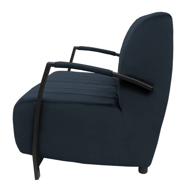 Sofa Menet 2-Sitzer Blau/Dunkelblau Samt Ravi 160 x 83 x 83cm Industrial