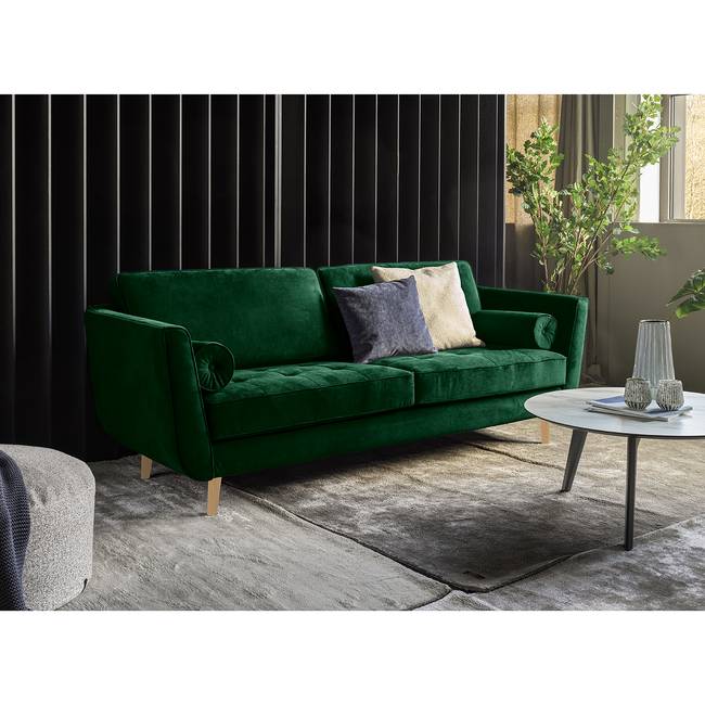 Sofa Vieux Lyon 3-Sitzer Grün/Smaragdgrün Microfaser Panja 226 x 85 x 96cm Industrial