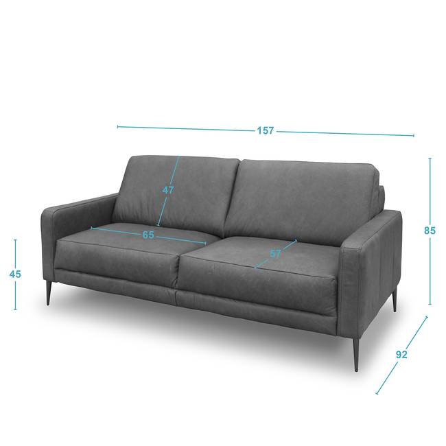 2-Sitzer Sofa Braun Echtleder Arelia 157 x 85 x 92cm Industrial