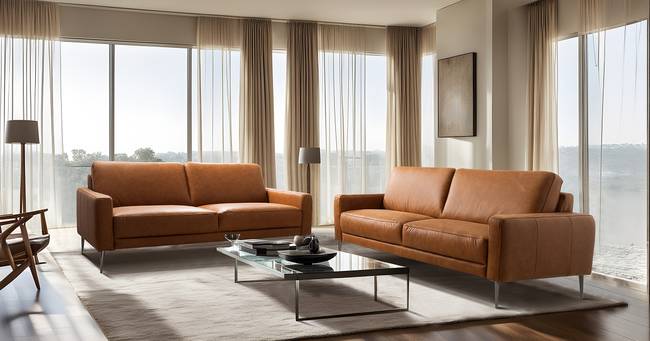 2-Sitzer Sofa Braun Echtleder Arelia 157 x 85 x 92cm Industrial