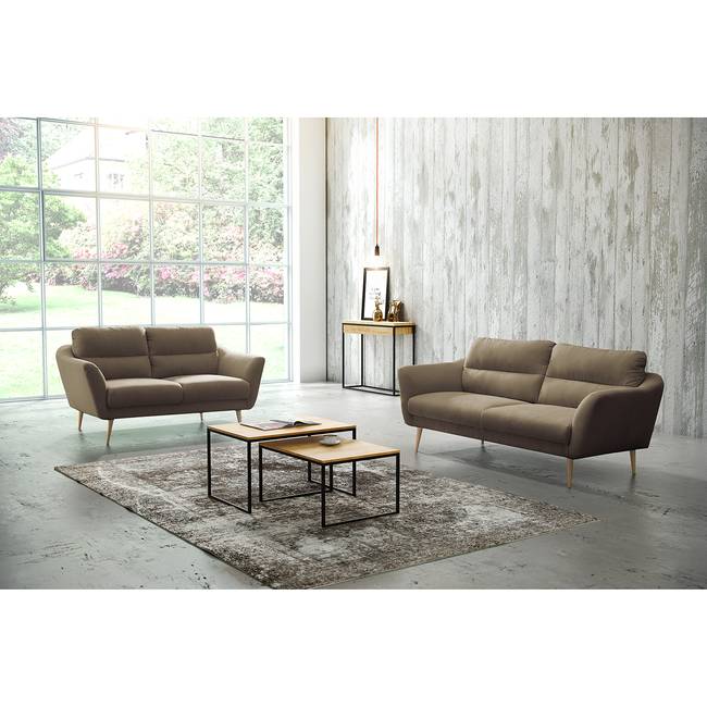Sofa Lucinda I 2-Sitzer Braun/Grau Webstoff Hanabi 158 x 87 x 88cm Beige Skandi