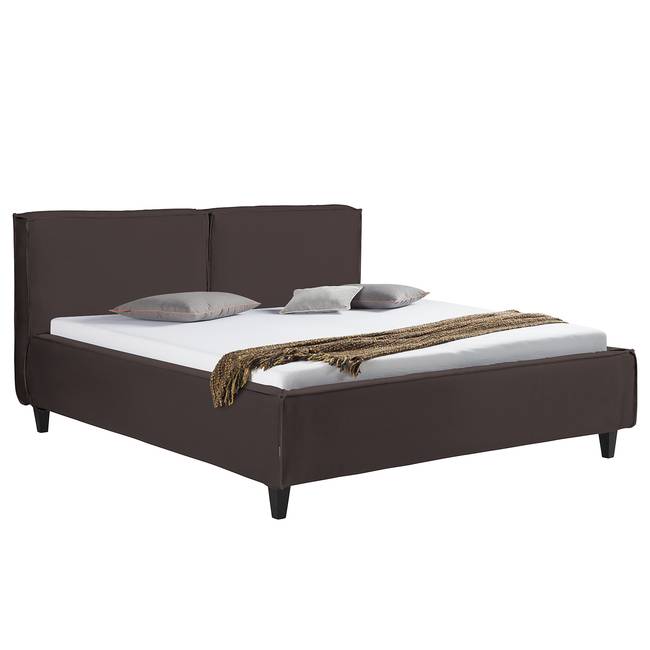 Polsterbett Vio 160 x 200cm Echtleder Jeen Braun/Beige Buche
