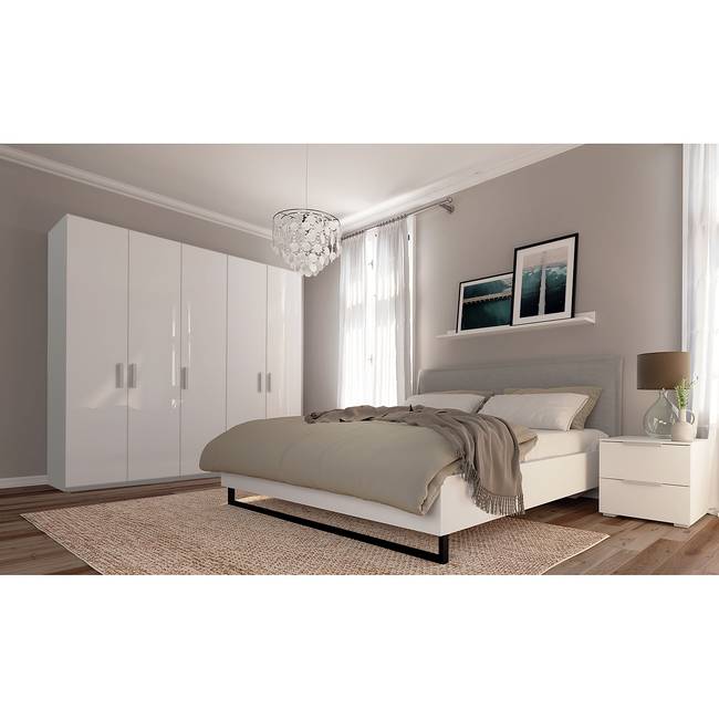 Drehtürenschrank pure gloss 225 x 236cm Weiß/Hochglanz Weiß/Seidengrau