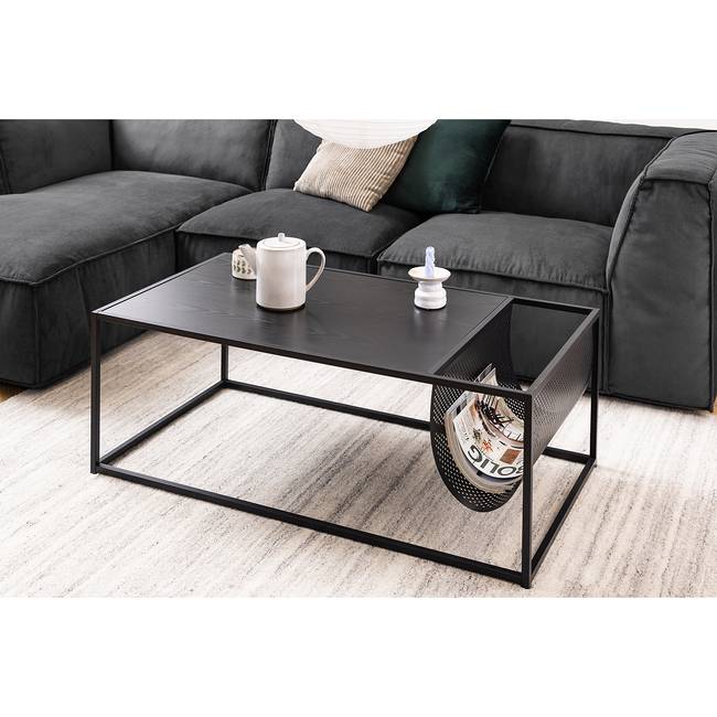 Couchtisch V 110 x 40 x 60cm Schwarz/Eiche Schwarzbraun Dekor