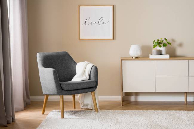Loungesessel Grau/Dunkelgrau Webstoff Stefka 66 x 80 x 68cm