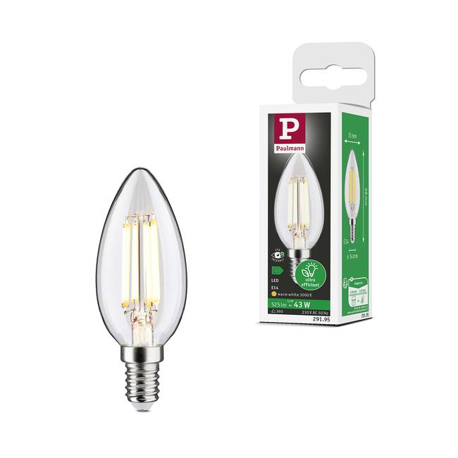 LED-Leuchtmittel Eco-Line Kerze Ø 3cm Durchsichtig