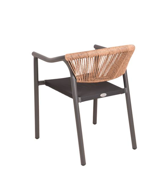Stapelstuhl Novara 2er-Set Gestell: Aluminium, pulverbeschichtet Rückenlehne: Polyrattan Sitzfläche: Kunststoffgewebe Grau 57 x 75 x 60cm