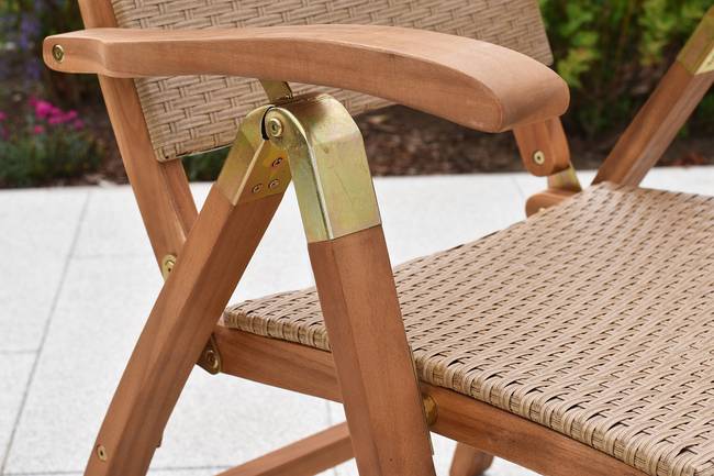 Klappstuhl Capri Polyrattan / Massivholz Akazie, geölt Braun 62 x 114 x 103cm