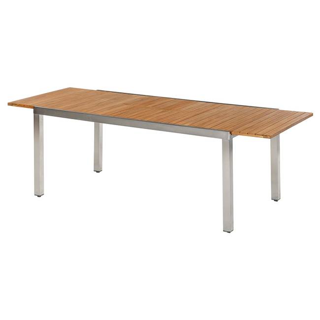 Gartenausziehtisch Keros Massivholz Akazie, geölt / Edelstahl, pulverbeschichtet 100 x 74 x 240cm Braun/Silber