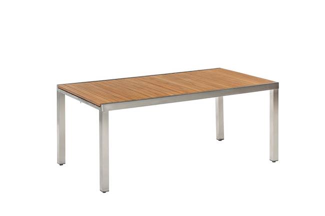 Gartenausziehtisch Keros Massivholz Akazie, geölt / Edelstahl, pulverbeschichtet 100 x 74 x 240cm Braun/Silber
