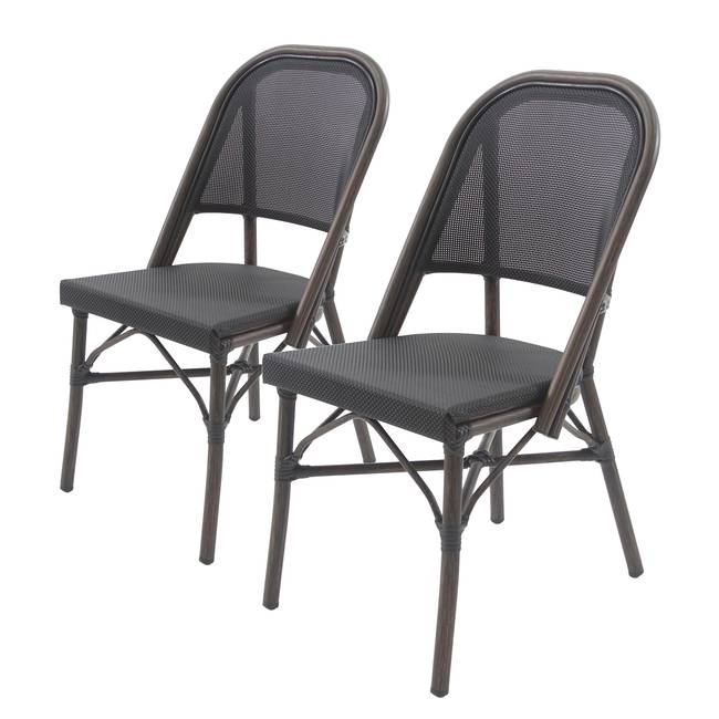 Stapelstuhl Lardin Polyrattan &amp; Aluminium, lackiert Schwarz/Schwarz 47 x 90 x 57cm