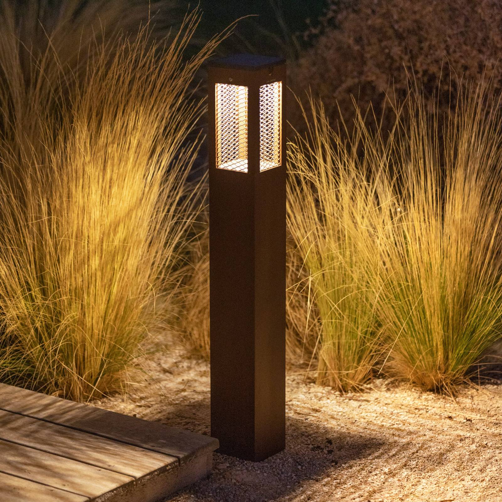 LED-Solar-Wegeleuchte Tradition Sensor Corten 90cm