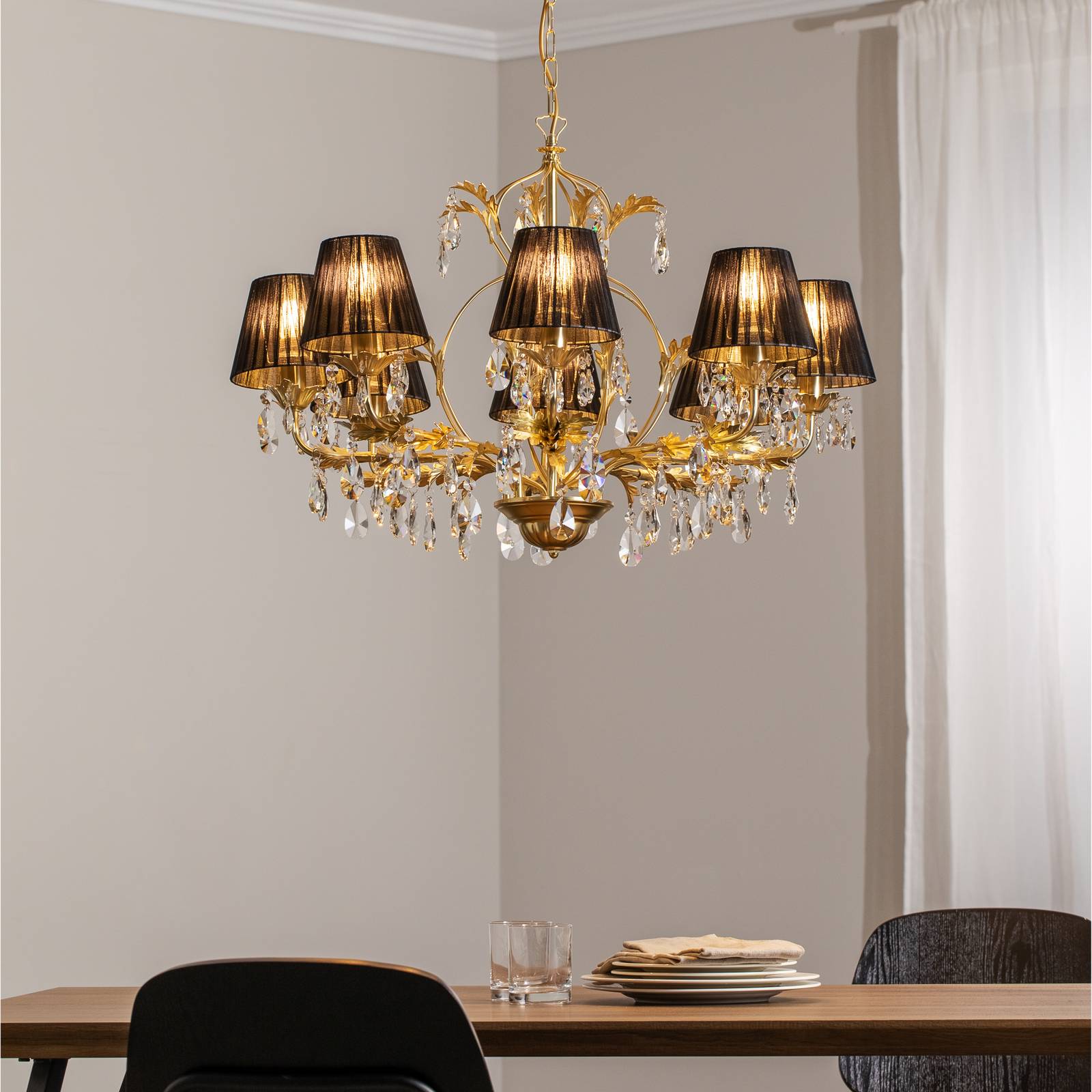 Kronleuchter Karen achtflammig gold/schwarz