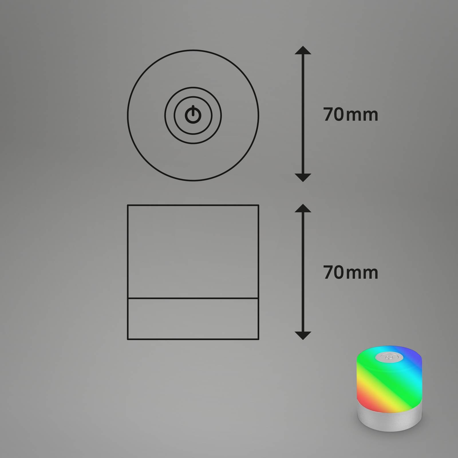LED-Akku-Tischleuchte Smal, chrom, RGBW, Kunststoff, 7 cm