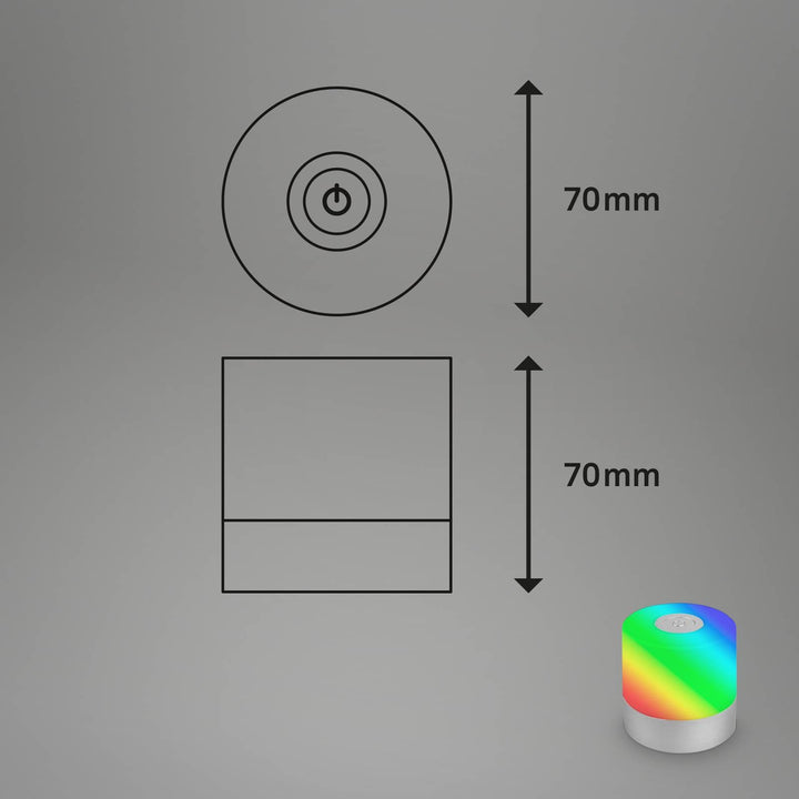 LED-Akku-Tischleuchte Smal, chrom, RGBW, Kunststoff, 7 cm